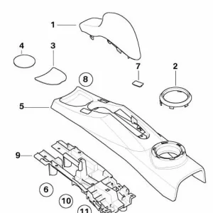 Anillo decorativo consola freno mano antracita OEM 51167132797 para MINI R50, R53, Cabrio R52. Original MINI.