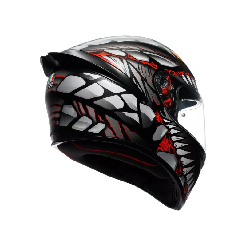 Casco AGV K1 S E2206 LYZARD MATT BLACK GREY RED - Imagen 8