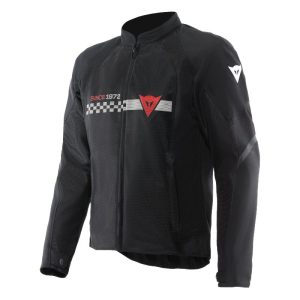 Chaqueta Dainese HEROSPHERE AIR TEX BLACK WHITE STRIPES RED